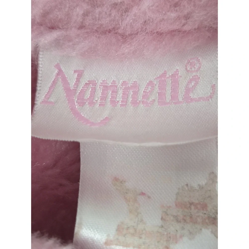 Nannette Vintage Baby Girl 12M Pink Embroidered Flower Coat Jacket Faux Fur Trim